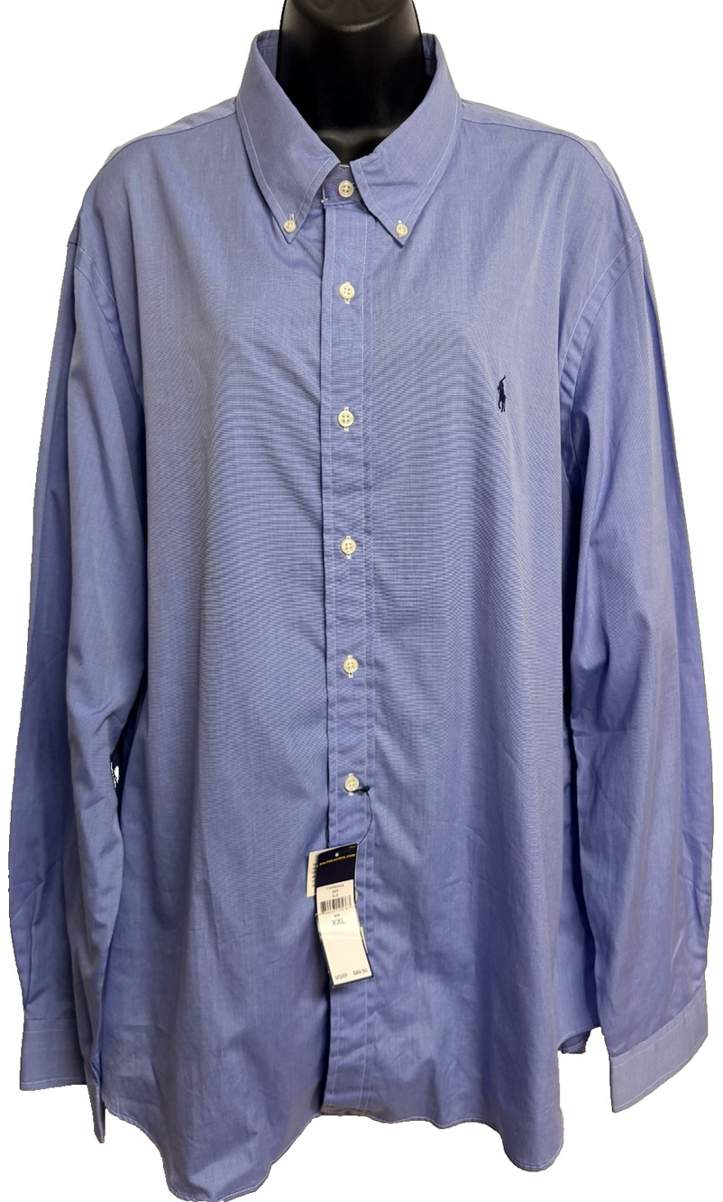Ralph Lauren Oxford Shirt Men 2XL Navy Blue Long Sleeve Classic Button Down NEW